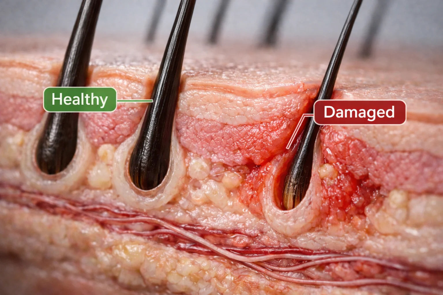 Your hair growth cycle is supported by 3 factors: hair growth signaling hormones, blood flow, & essential nutrients.
